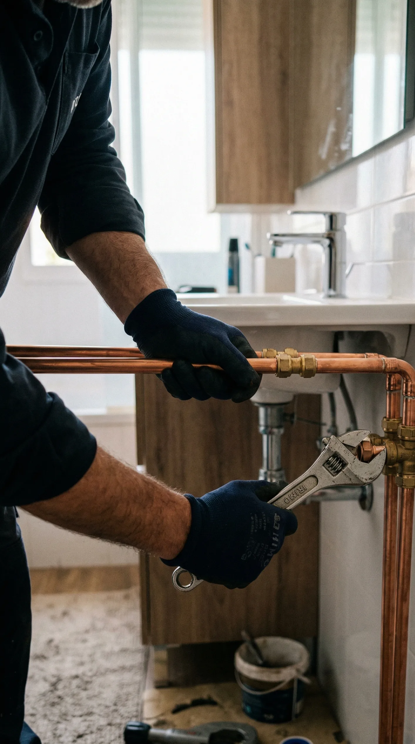 Reparación de tuberías de cobre en baño Albacete