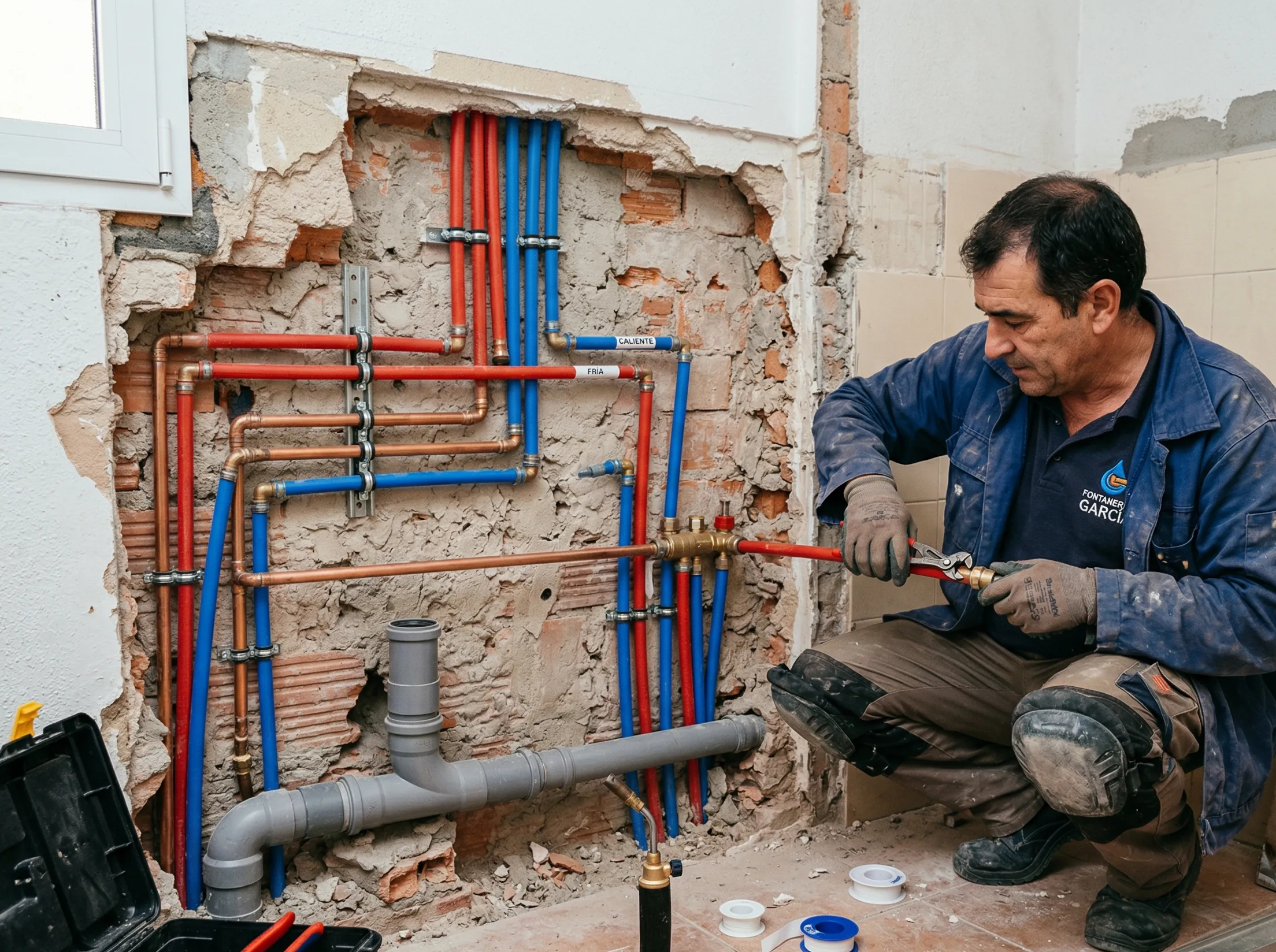 Instalación de tuberías de fontanería en Albacete